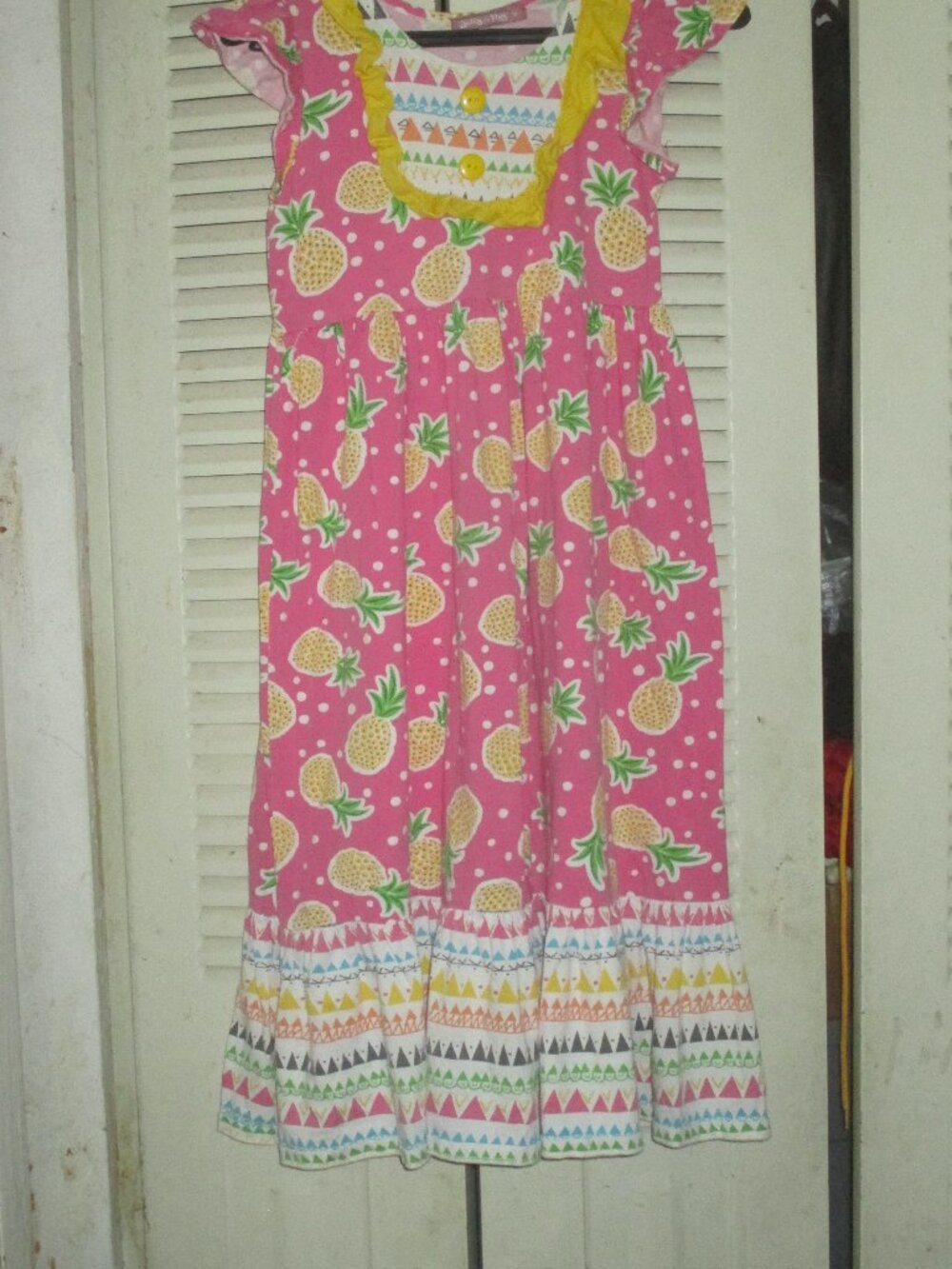 Jelly The Pug Girls Size 10 Summer Pineapple Woven Cotton Dress MAXI LONG